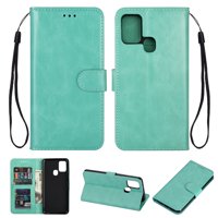 Dteck Folio Wallet Case For Samsung Galaxy A21S, Lightweight PU Leather Magnetic Flip Stand Case Silicone Back Protective Cover,Mint