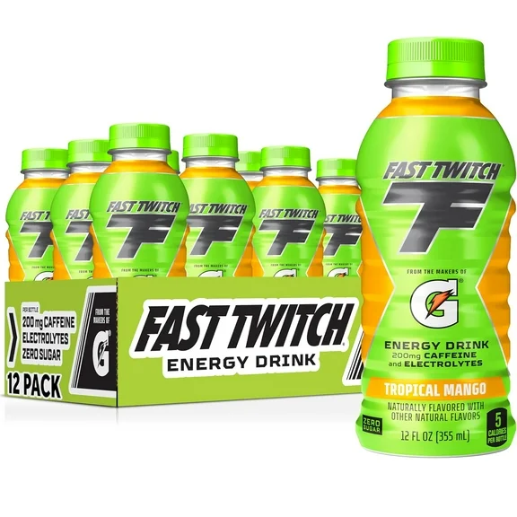 Gatorade Fast Twitch Tropical Mango Flavored Energy Drink, 12 oz, 12 Pack Bottles