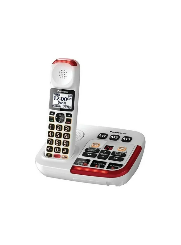 Panasonic KX-TGM420W Amplified Cordless DECT 6.0 Phone|Voice Booster Up-To 100 dB|Answering Machine|Silver