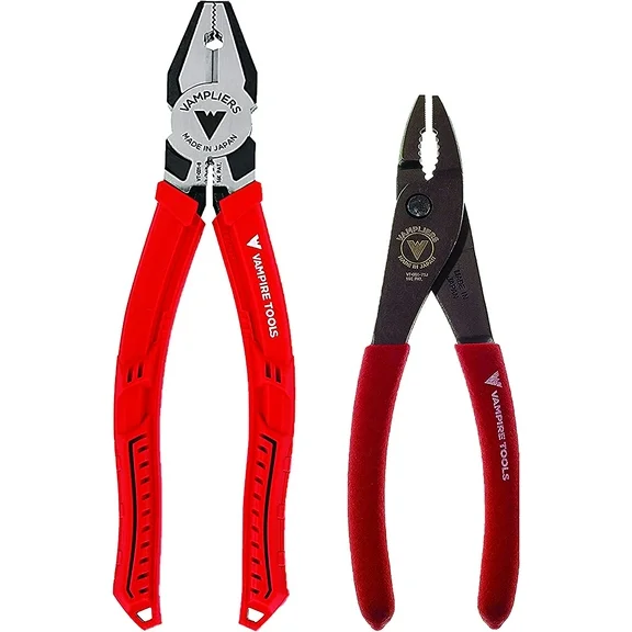 VAMPLIERS 2-pc Screw Extractor Set: 8in. PRO Lineman's Pliers   7in. Slip-Joint Pliers, Stripped Screw Removal Tools - VT-001-S2C