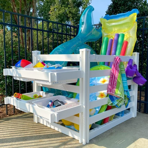 Zippity Outdoor Products Vinyl Poolside Storage Organizer for Toys, Towels, Rafts, Inflatables, Balls
