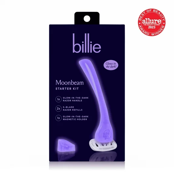 Billie Women’s Razor Kit - 1 Handle   2 x 5-Blade Refills   Magnetic Holder - Moonbeam