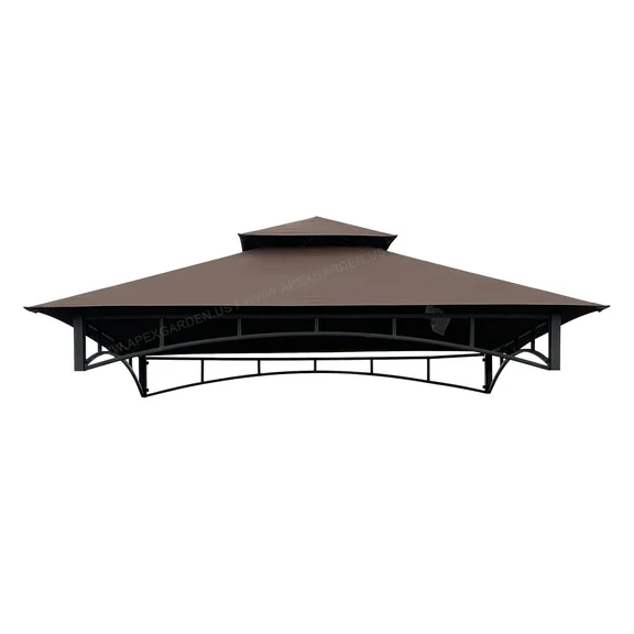 ​APEX GARDEN ​​Replacement Canopy Top for Model #L-GG001PST-F 8' x 5' Brown Double Tiered Canopy Grill BBQ Gazebo (Top Only)