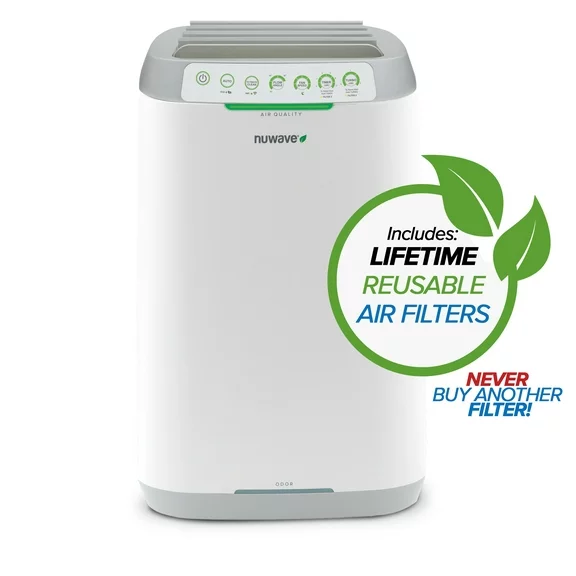 Nuwave OxyPure Zero Smart Air Purifier, Dual 4-Stage Air Filtration Washable & Reusable Filters for ZERO Waste & Replacements, Covers up to 2002 Sq.ft. for Large Room