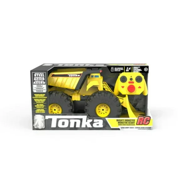 Tonka Mighty Monster RC - A Tonka First-Ever - Dump & Plow Truck, Made with Real Steel, Variable Speed, Motorized Hauling & Dumping, 360 Degree Stunts - Great Gift for Ages 5 