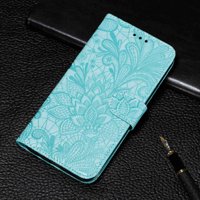 Dteck Case For Samsung Galaxy A20 / A30 3D Embossed Flower Pattern Magnetic Leather Flip Book Case Cover with Card Pocket and Kickstand, Green