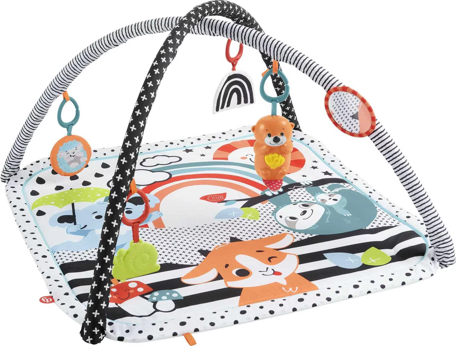Fisher-Price 3-in-1 Baby Gym Playmat with Sensory Toys Lights and Sounds, Music Glow and Grow Gym