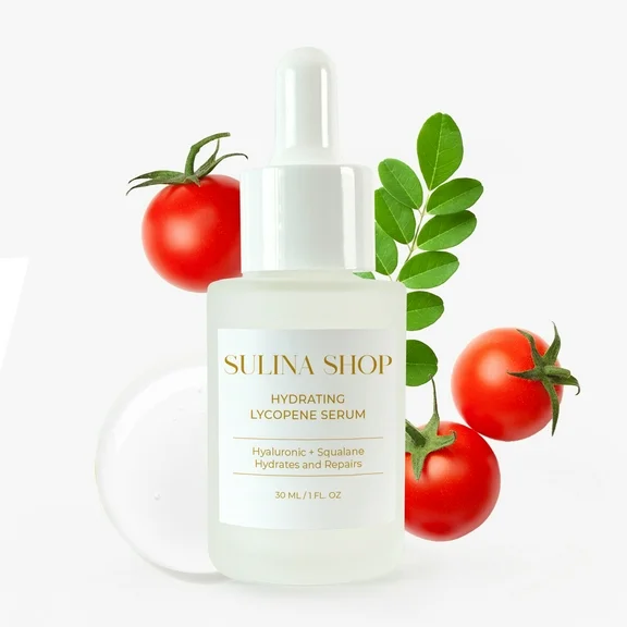 Hydrating Lycopene Serum | Tomato Serum for Face |  Moisturizing Treatment Hydrates & Repairs Skin, Fades Dar Spot | Made with Hyaluronic Acid and Squalane - 1oz