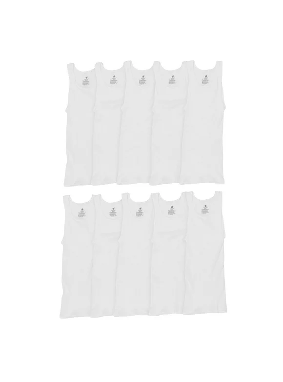 Yana Men's Super Value Pack White Tank Undershirts, 10 Pack