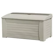 Suncast 127 Gallon Outdoor Resin Deck Storage Box with Seat, Light Taupe