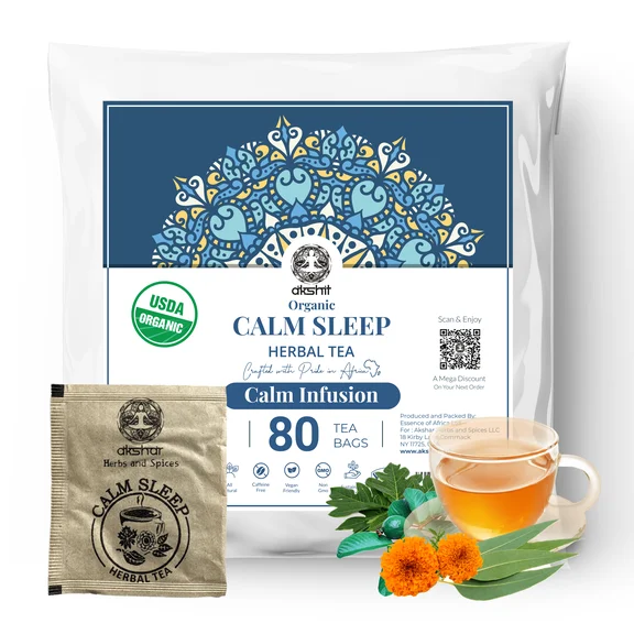 Akshit Organic Calm Sleep Tea, 80 Tea Bags, Guava Tea Blend with  Eucalyptus leaves, Herbal Tea, Sleepy Time Tea, Caffeine-Free