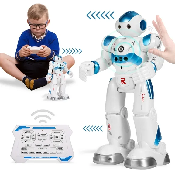 Super Joy RC Robot Toy, Gesture Sensing Remote Control Robot for Kids Age 3  Year Old Boys Girls Birthday Gift, Blue