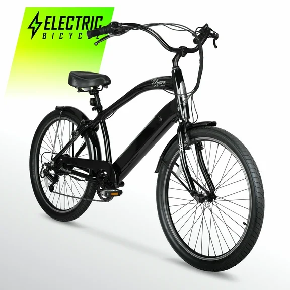 Hyper Bicycles E-Ride 26" Men's 36V Electric Cruiser E-Bike with Pedal-Assist, 250W Motor, Black