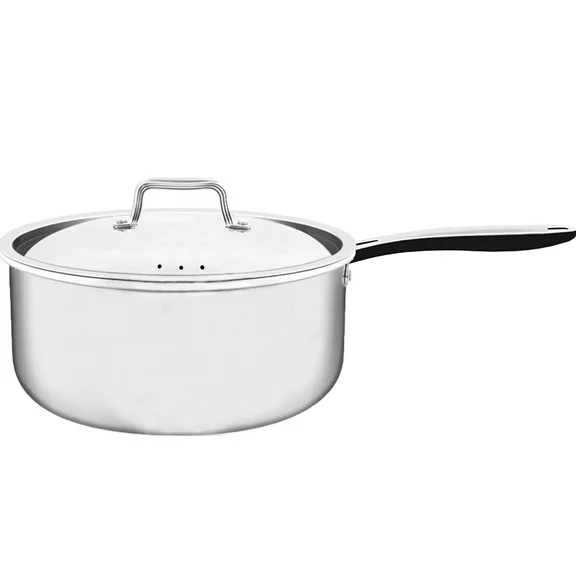 NuWave 1.5-Quart Stainless Steel Saucepan with Vented Lid, Silver, Boiling, Oven, Steam