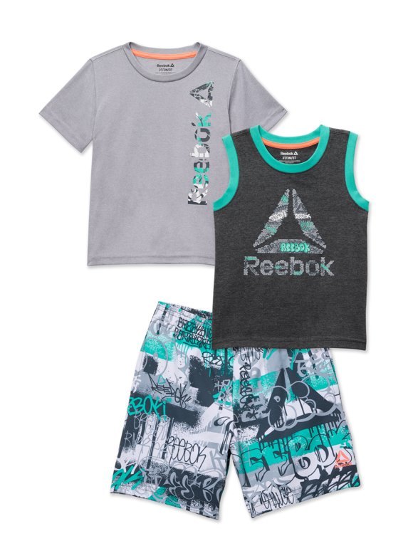 Reebok Baby and Toddler Boy T-Shirt, Tank Top, and Shorts Outfit Set, 3-Piece, Sizes 12M-5T