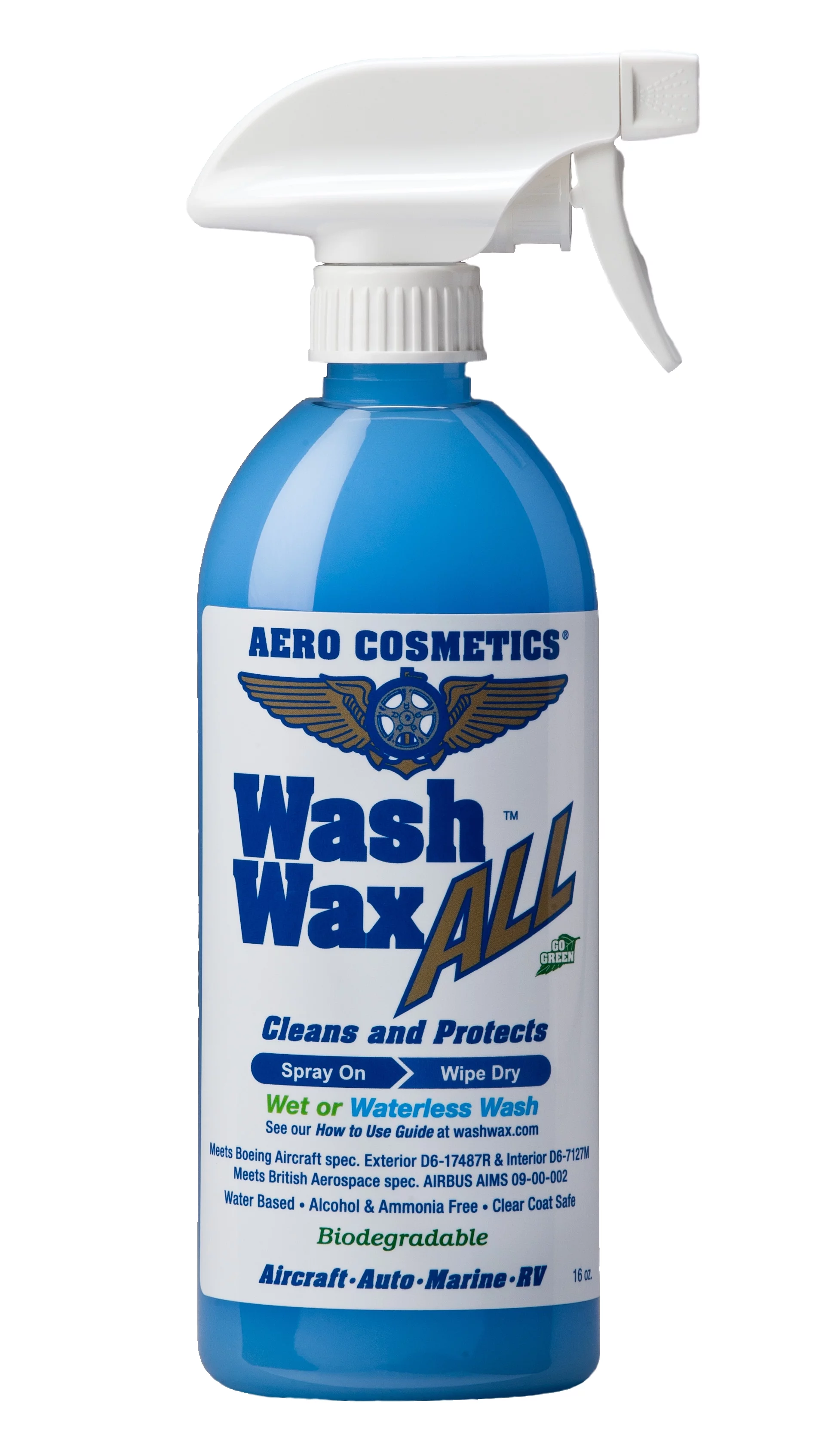 Wash Wax ALL 16 oz. Wet or Waterless Car Wash Wax. Aircraft Quality Wash Wax for your Car RV & Boat.