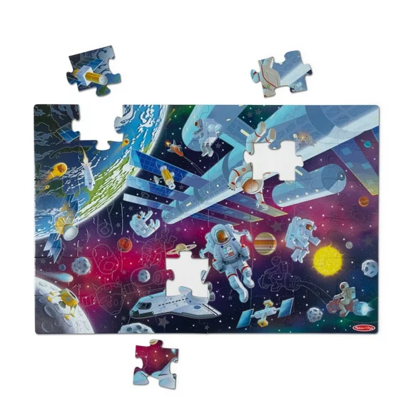 Melissa & Doug Outer Space Glow-in-the-Dark Cardboard Jigsaw Floor Puzzle – 48 Pieces, for Boys and Girls 3  - FSC Certified