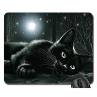 POPCreation Black cat in moonlight Mouse pads Gaming Mouse Pad 9.84x7.87 inches