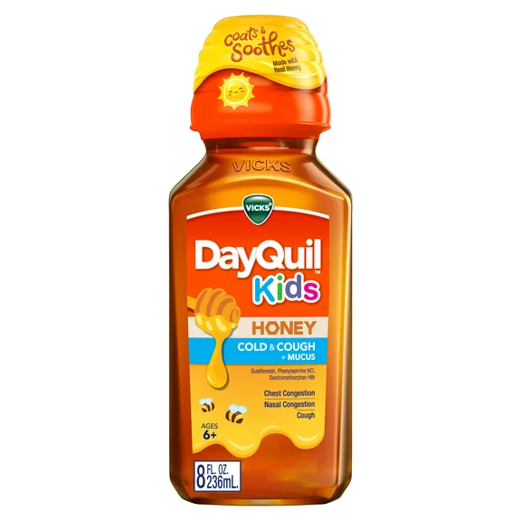 Vicks Kids DayQuil Honey Cold & Cough   Mucus Relief Liquid, over-the-counter, 8 fl oz