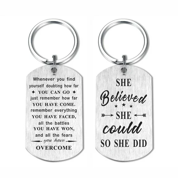 Degasken Inspirational Gifts for Women - She Believe She Could So She Did - Cute Birthday Gifts for Teen Girls, Positive Keychain