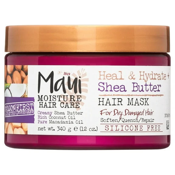 Maui Moisture Heal & Hydrate   Shea Butter Hair Mask & Leave-In Conditioner Treatment, 12 oz