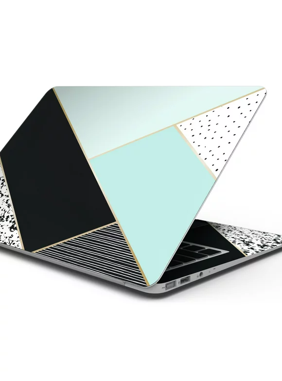 Design Skinz Minimalistic Mint and Gold Striped V1 Full-Body Wrap Scratch Resistant Decal Skin-Kit Compatible with MacBook 13" Pro w/TB (A2289)