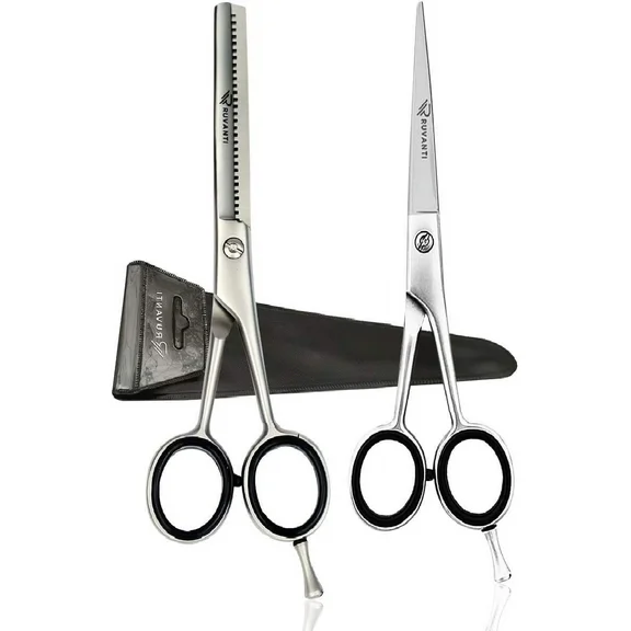 Ruvanti Professional Hair Cutting Scissors Kit/Thinning Shears/Barber/Hair Scissors Tools Set 6.5" Premium Japanese Stainless Steel Texturing Scissor/Thinning Scissors/Barber Scissors For Men/Women