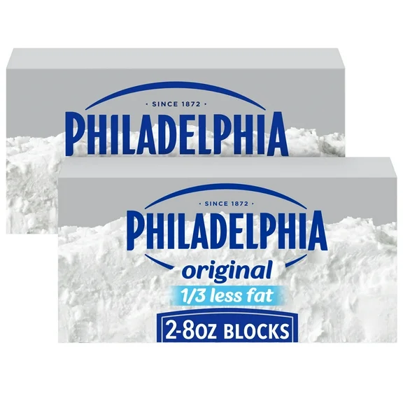 Philadelphia Reduced Fat Cream Cheese, 2 ct Pack, 8 oz Brick