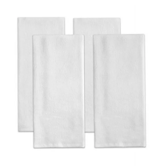 Sticky Toffee Kitchen Towels, Set of 4, 100% Cotton, Dual-Texture, 28x16, White