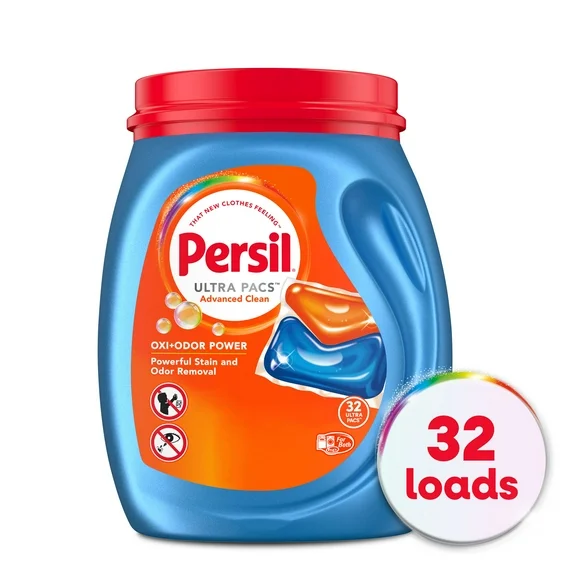 Persil Ultra Pacs Advanced Clean Oxi Odor Power Laundry Detergent, 32 count
