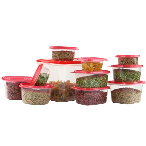 Imperial Home 58 Pcs. Plastic Food Container Set 29 Storage Container W Air Tight Lid Red