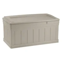 Suncast 129 Gallon Outdoor Resin Deck Storage Box with Seat, Light Taupe