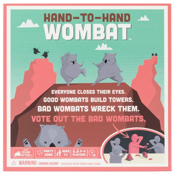Hand to Hand Wombat Party Game By Exploding Kittens Brand Ages 7 and up, 3-6 Players