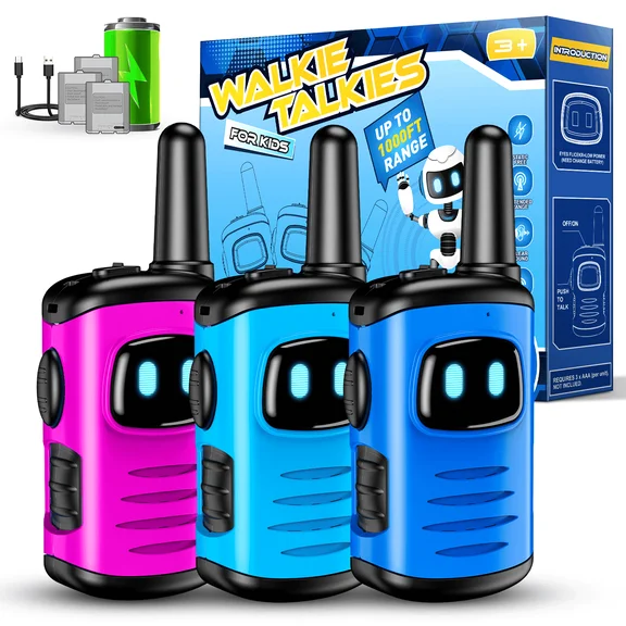 Walkie Taklies for Kids,3-6 Year Old Boys Girls Toy Gifts, Mini Rechargeable Walkie Talkies Two-Way Radios, Birthday Easter Gifts for Kids Ages 3 4 5 6 7 8