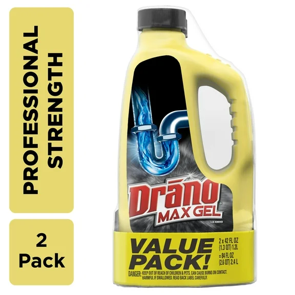 Drano Max Gel Clog Remover, Commercial Line, 42 oz, (Pack of 2)