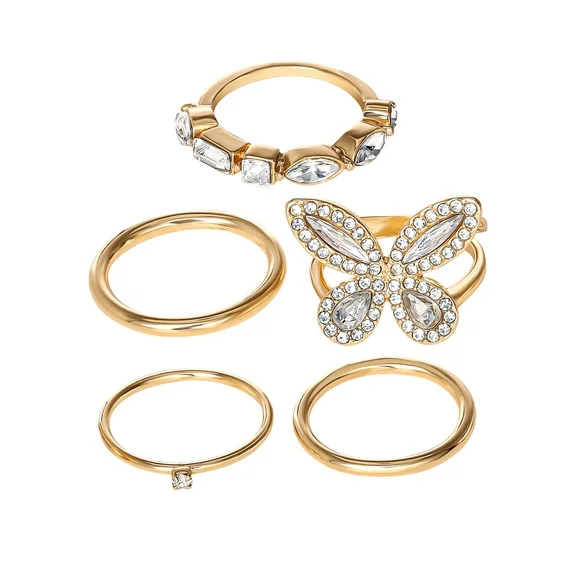 Jessica Simpson Butterfly Ring Set, Set of 5