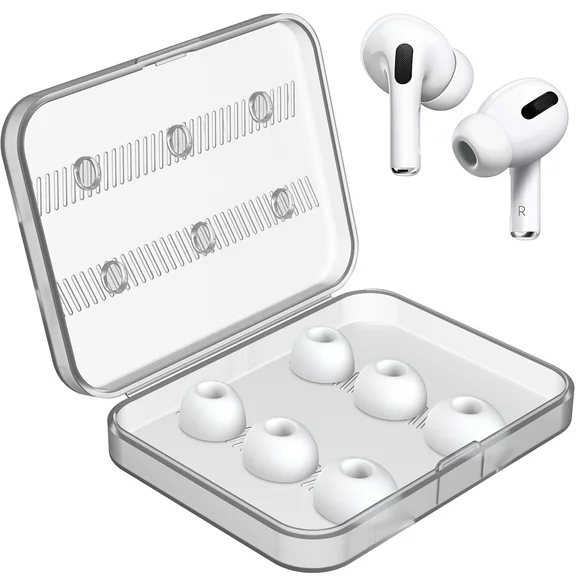 3 Pairs(S M L) Silicone Anti-Slip Ear Tips for AirPods (2nd Generation), Fit in Charging Case, White