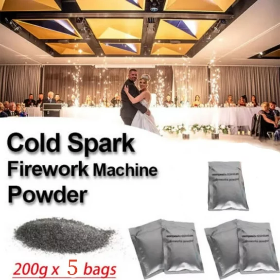 5Pcs Cold Spark Machine Powder Indoor 1-3 M Compound Titanium Cold Spark Firework for Weddings, Parties, DJ Shows and Other Celebrations