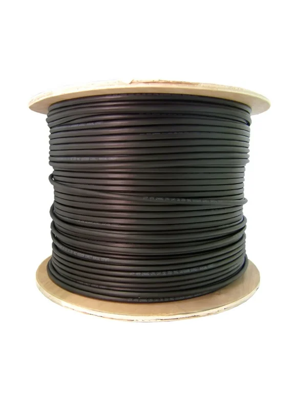 6 Fiber Indoor Outdoor Fiber Optic Cable, Multimode 62.5,125 Plenum Rated, Black, Spool, 1000Ft