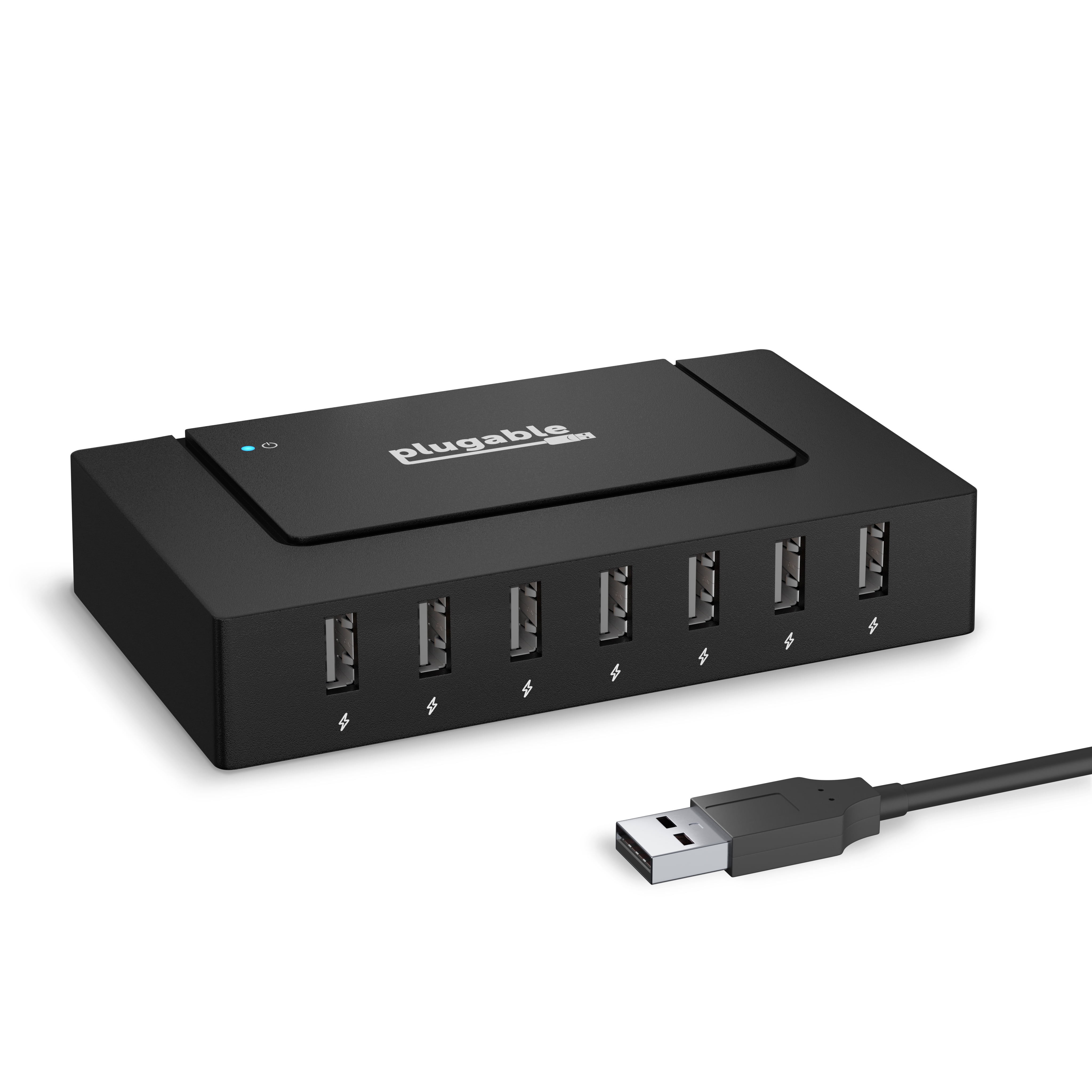 7 Port USB Hub - Plugable USB Hub for Multiple Devices and USB 2.0 Data Transfer with a 60W Power Adapter