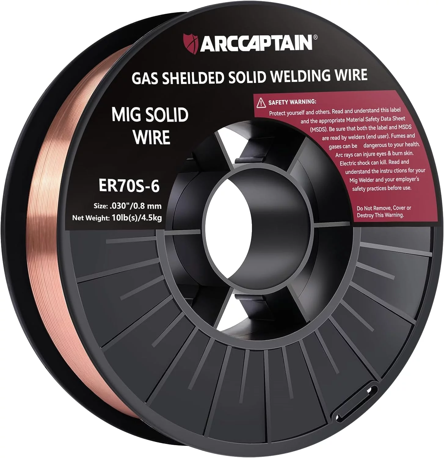 ARCCAPTAIN Welding Wire MIG, 030 Mig Wire ER70S-6 10Lbs Gas Solid Carbon Steel Low Splatter & High Levels of Deoxidizers Mig Welding Wire Compatible With Lincoln Miller Forney Harbor Welder