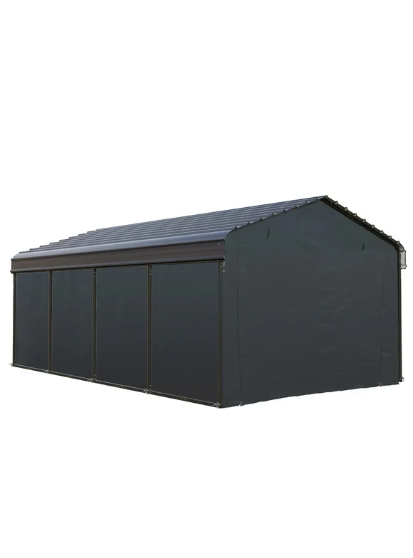 Alpha Joy 12' x 20' Heavy Duty Galvanized Steel Carport with Side Walls Multi-Purpose Shelter