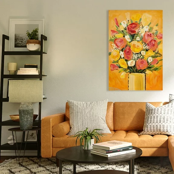 ArtbyHannah 24x36 inch Flower Canvas Bedroom Painting Wall Art with Hand Painted on Canvas, Large Oil Painting Textured Wall Decor for Living Room Bedroom, Ready to Hang