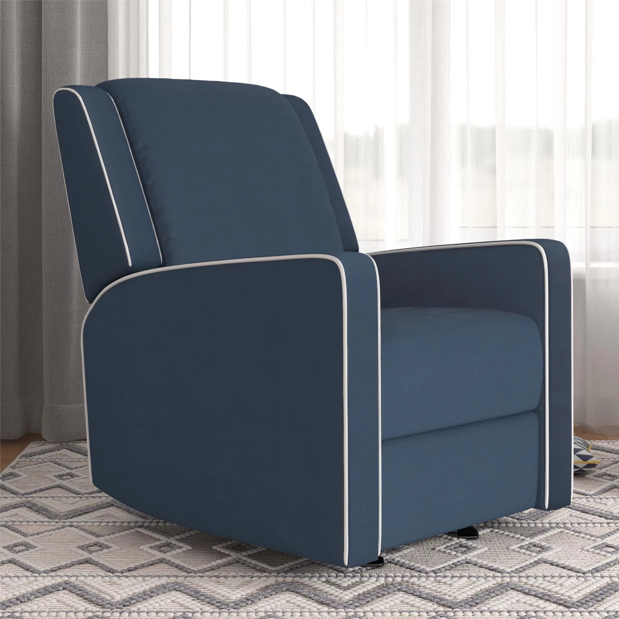 Baby Relax Robyn Rocker Recliner Chair with Pocket Coil Seating, Navy Linen