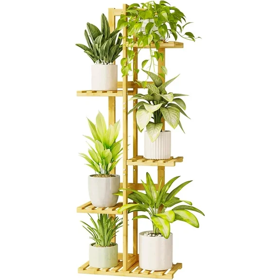 Bamworld 5 Tier Plant Stand Indoor, Small Corner Plant Shelf for Multiple Plants, Tiered Bamboo Flower Stand for Window Garden Balcony Home Decor Living Room Bedroom