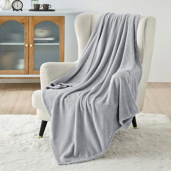 Bedsure Fleece Blanket Throw Blanket - Light Grey Lightweight Super Soft Cozy Blanket,50×60 inches