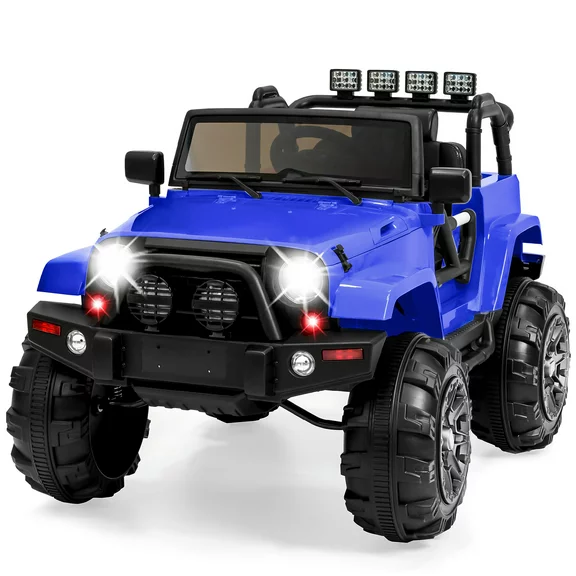 Best Choice Products 12V Kids Ride On Truck Car w/ Remote Control, Spring Suspension, Bluetooth, LED Lights - Blue