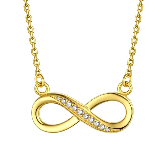 Bestyle Gold Infinity Necklace Sterling Silver Pendant Necklace for Women Girls Eternity Love Infinity Jewelry Gift