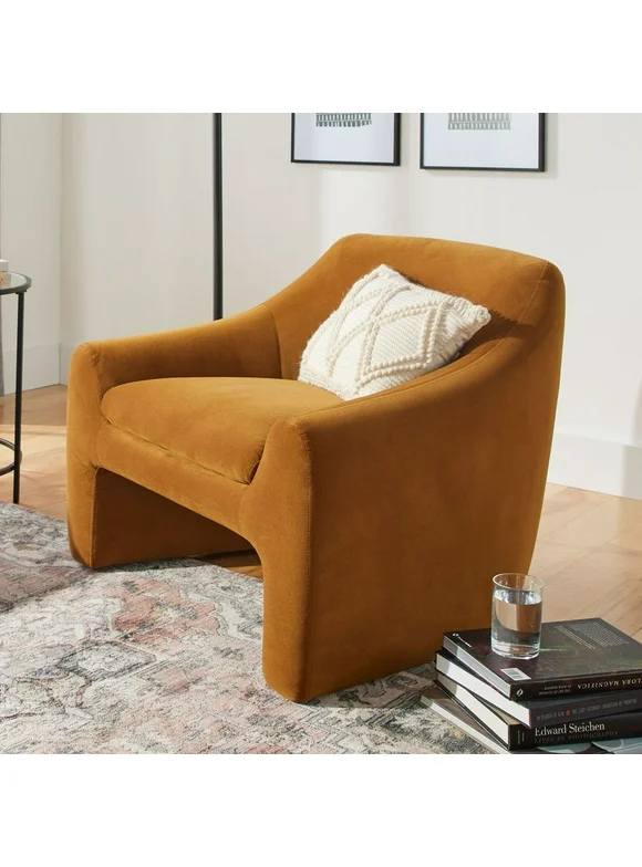 Better Homes & Gardens Emerson Curvy Velvet Accent Chair, Ochre Velvet