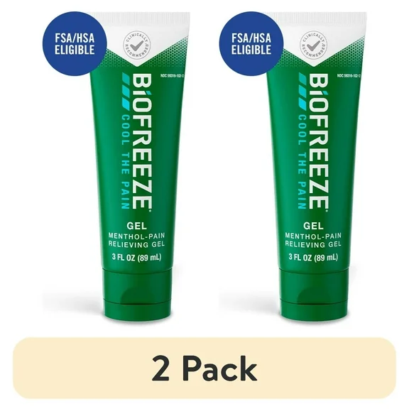 (2 pack) Biofreeze Pain Relief Gel, for Back Knee Muscle Joint and Arthritis Pain, 3 fl oz Menthol